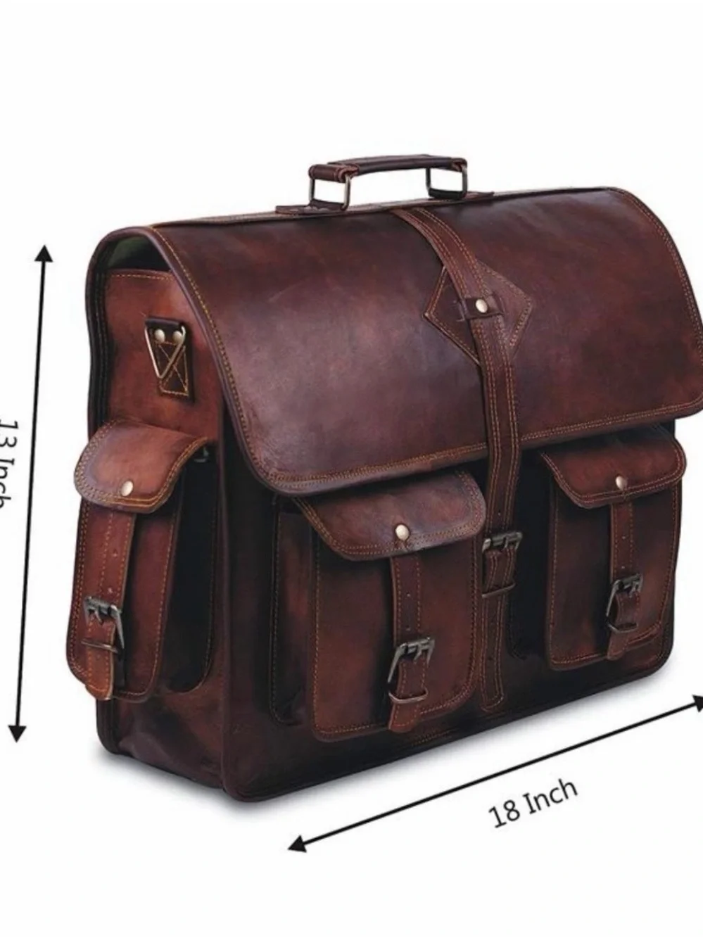 Vintage Laptop Bag for Men Full Grain Large Leather Messenger bag 18 